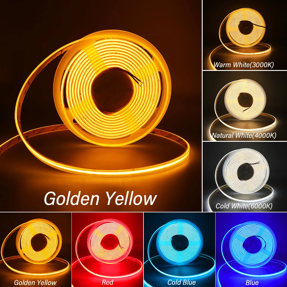 IP68 Waterproof LED Strip Light 10mm Flexible 12V 24V  LED Ribbon 3000K/4000K/6000K/Ice Blue/Blue/Red/Golden Yellow LED Tape