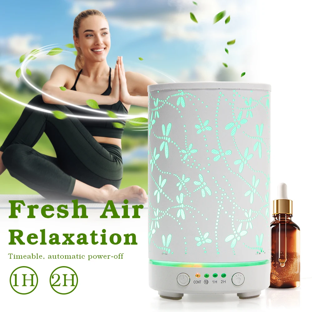 

Essential Oil Diffuser 100ML Aroma Diffuser Cool Mist Humidifiers Dragonfly Scent Diffuser with Auto Shut-Off Protection