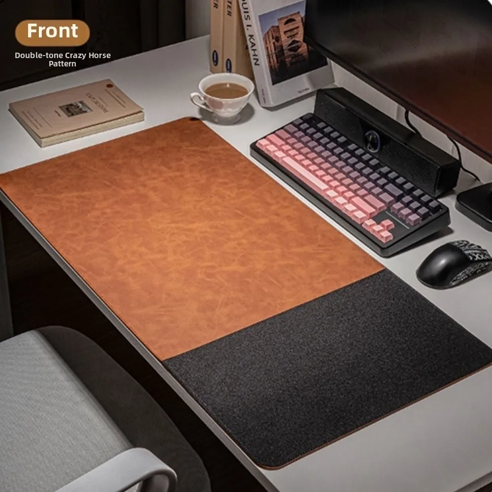 Anti-wear Portable Retro Mousepad Large Double-sided Mouse Pad PVC Leather Non-slip Computer Keyboard Desk Pad Desktop