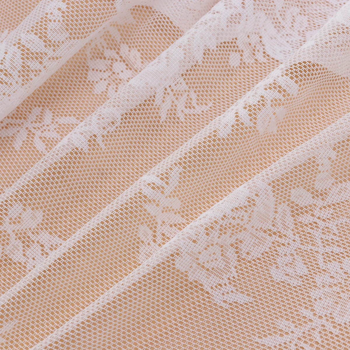 

Set of 2 White Lace Sheer Curtains Semi Sheer Voile Rod Pocket Panels for Bedroom Living Room Window 57x71 Inch