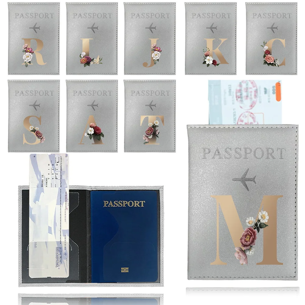 Étui étanche pour passeport, portefeuille d'affaires, porte-carte de crédit, série de motifs de lettres dorées, poudres de protection, 1PC