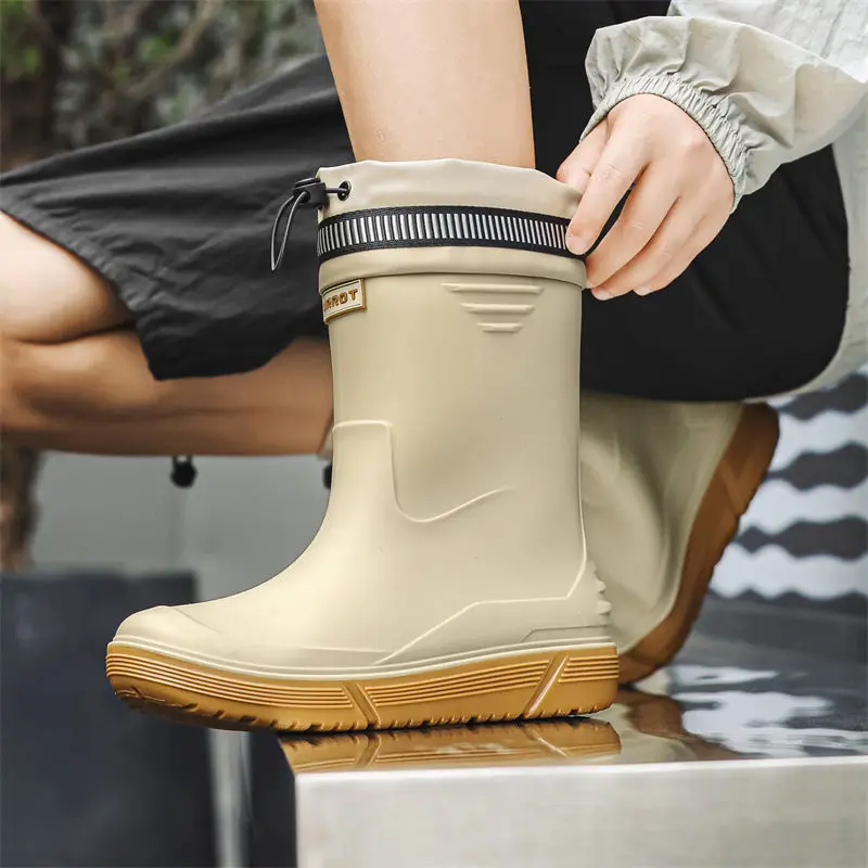 

Non Slip Rain Boots for Men Alphabet Wear to Work Wellies Fashion New Water Comfortable Man Shoes Galoshes City Low-heel Cheap
