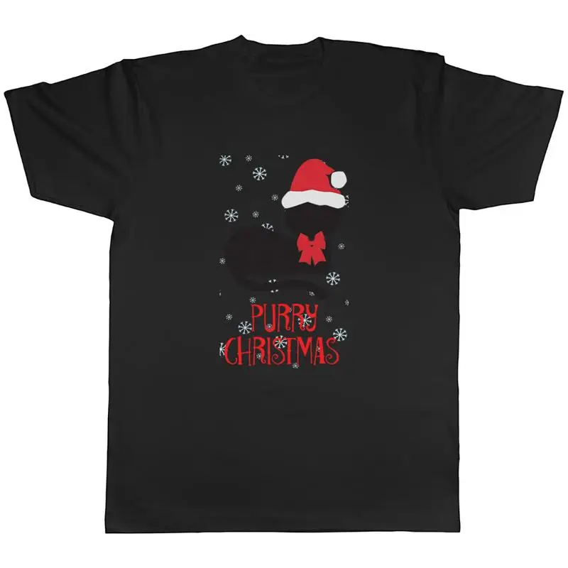 

Purry Christmas Mens T-Shirt Funny Xmas Cat Lover Kitten Unisex Tee Gift