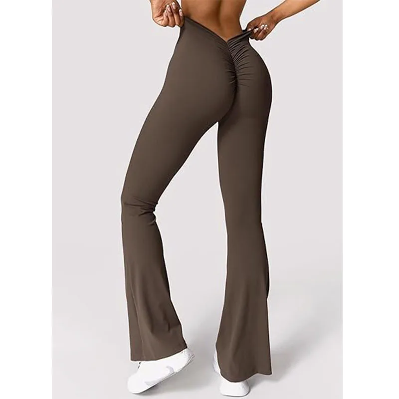 

Peach Hip-lifting Yoga Flared Pants Fitness Sports Wide-leg Slightly Pulled Pants High-waisted Quick-drying Yoga Trousers