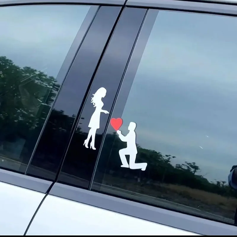 New Romantic Proposal Car Window Sticker Down on One Knee Love Wedding Trunk Marriage Windshield Waterproof Car Decal Decore