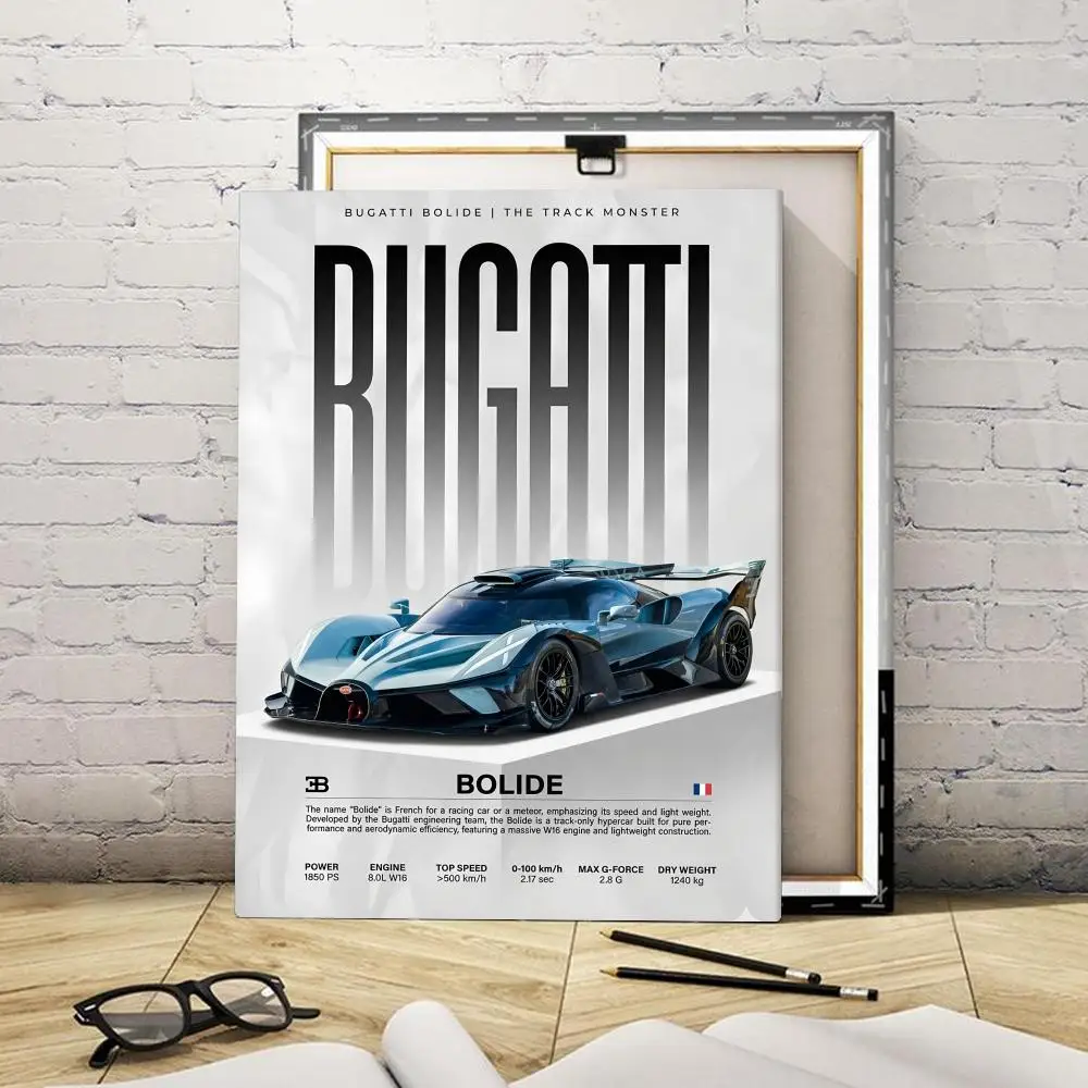 Luxury Supercar B-Bugatti Framed Wall Painting Framed Canvas Wall Art Print | Modern Poster | Home Hallway Decor