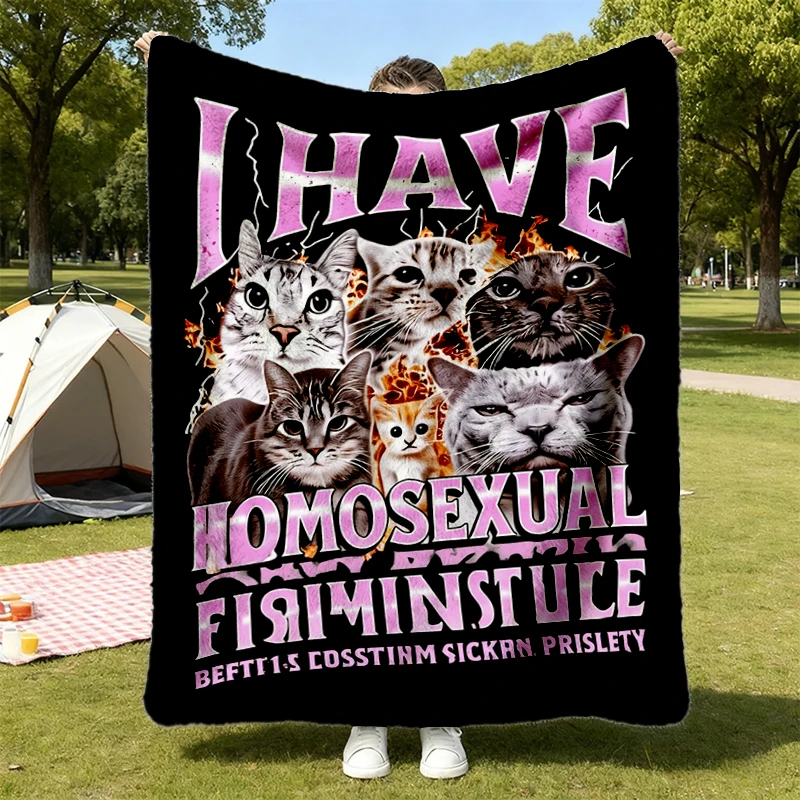 Bootleg graphic Soft Blanket with funny cat meme 