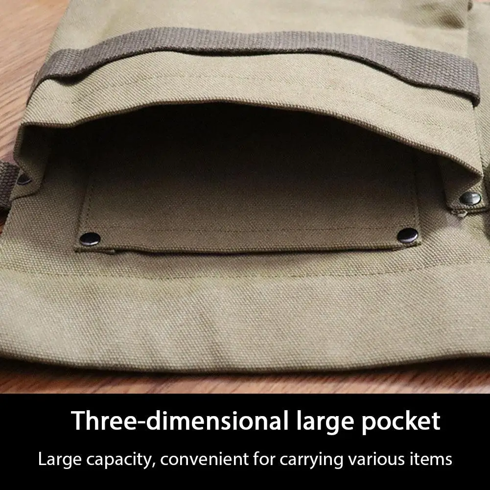 Portable Gardener Canvas Waist Pack Drawstring Backpack with Hardware for Hand Tools for Tool Pouches