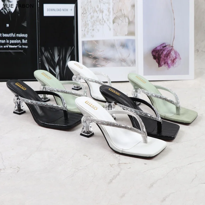 

Slippers Women Summer Luxury Slides High-Heeled Shoes Lady Green Female Mule Rubber Flip Flops Black Sandals Designer Shoes 2026