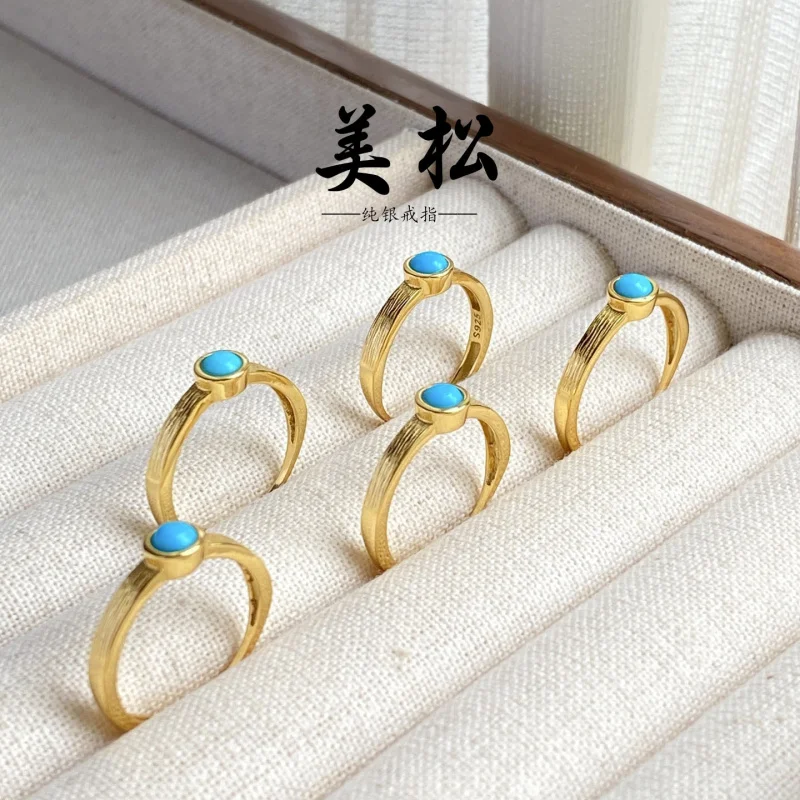 

Natural Beauty S925 Sterling Silver Pine Women'S Turquoise Ring