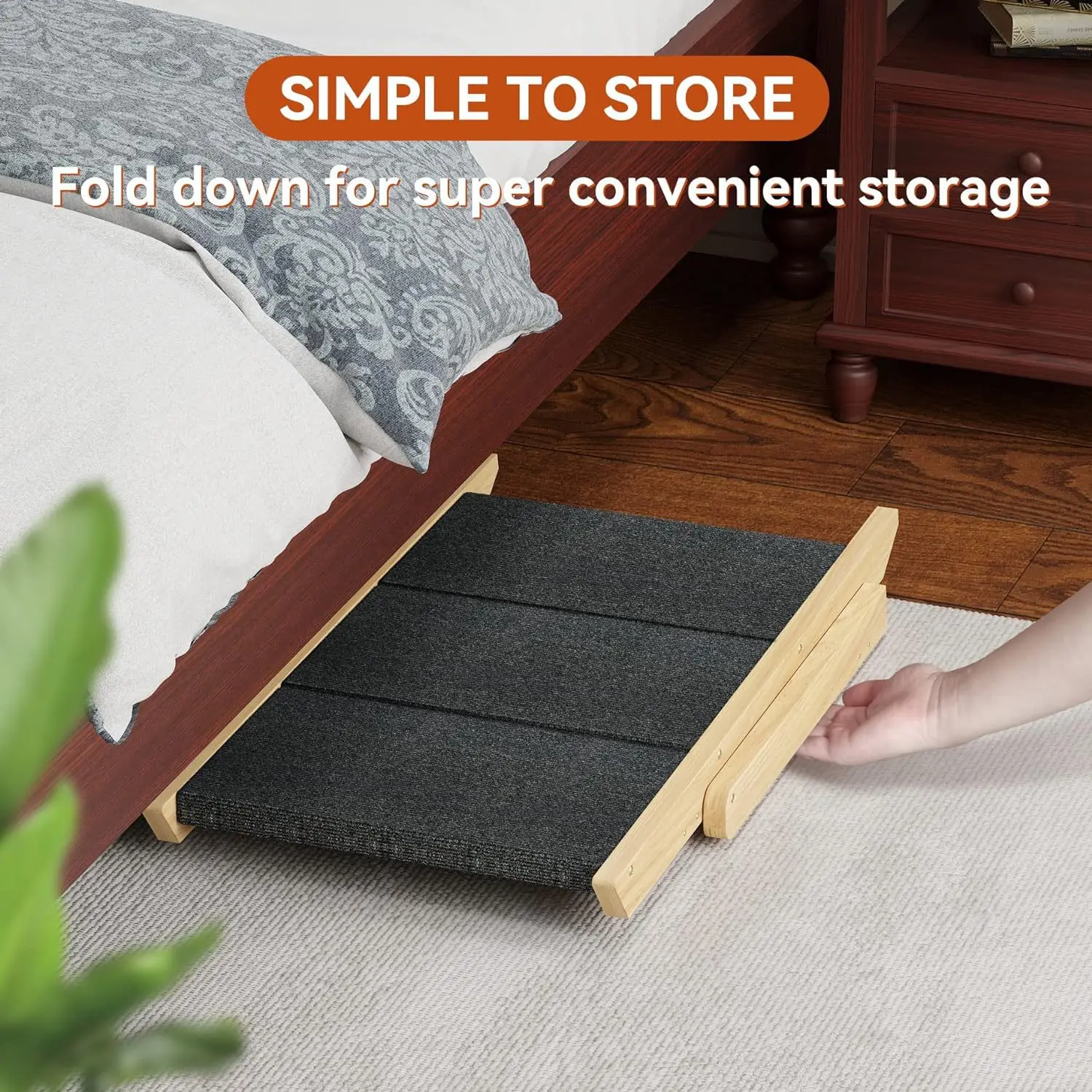Dog Stair Foldable Dogs Ramp Stair 3 Layer Wooden Cat Climbing Ladder Indoor Outdoor Dog Toys Non-slip Pet Dog Steps Stair