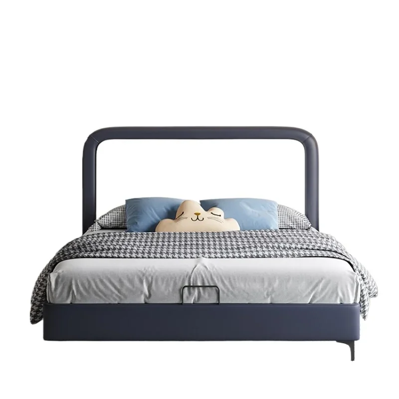 Simple and modern 1.35m single small apartment fabric bed boys and girls 1.5m solid wood soft bag bed