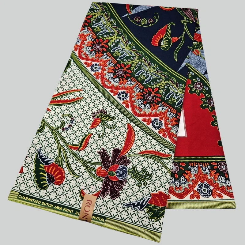 

Java African Style Printed Green Batik Cotton Fabric for Dress Clothes Turban Cushions Wax Fabric 46Inch Wide 6Yards Long R2958