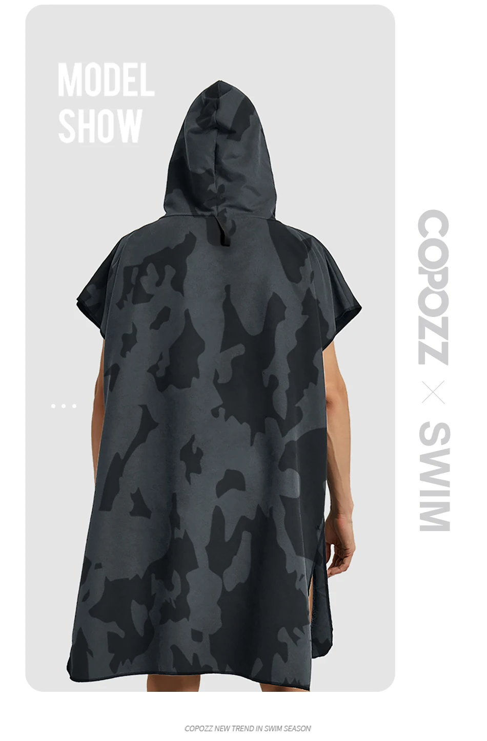 Surf-Poncho, individuelles Handtuch, Wassersport, Kapuzenmantel, Mikrofaser-Stranddecke, Bad, Schwimmen, Handtuch, Neoprenanzug, Strandponcho für Erwachsene – Detail 12
