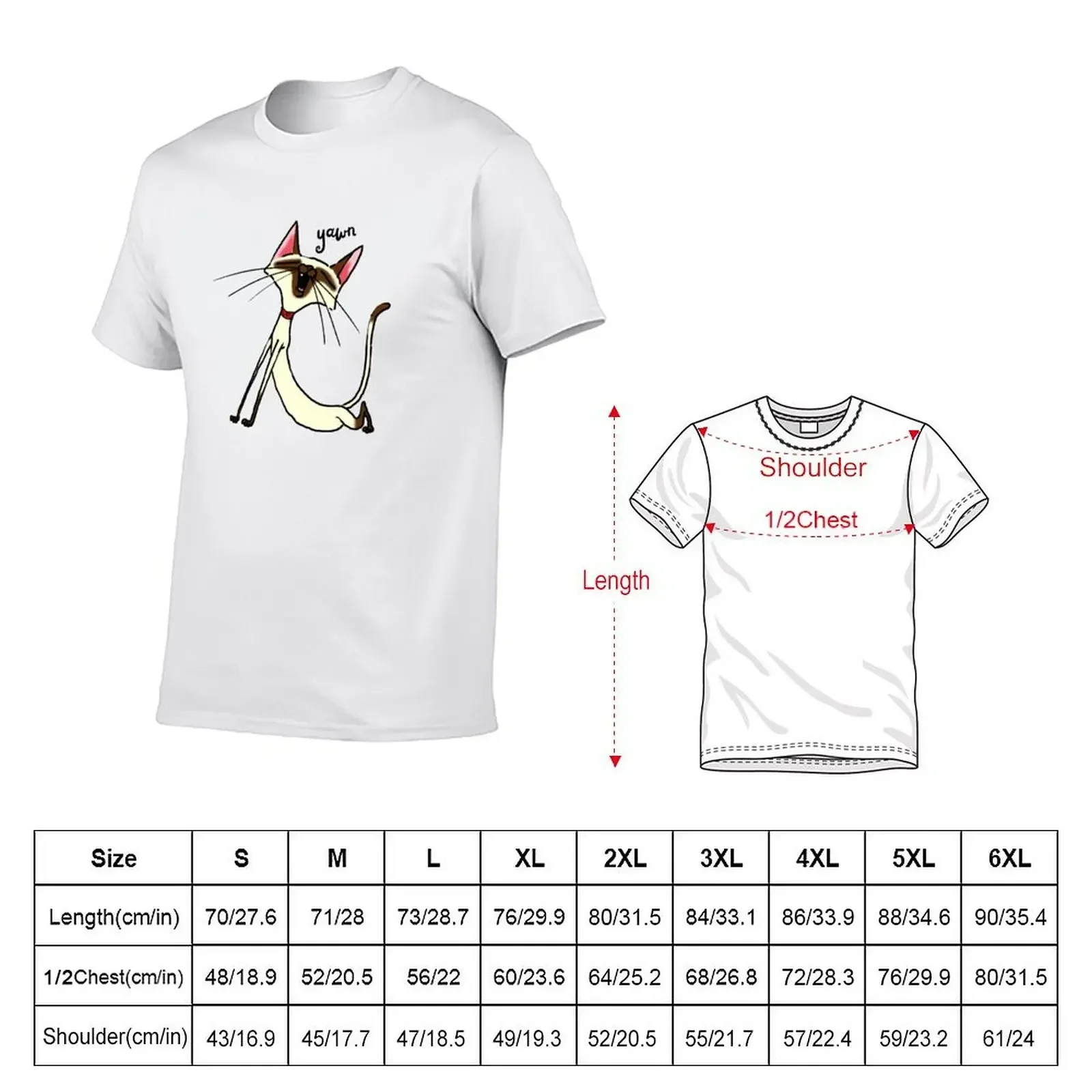 Sleepy Siamese Cat, Cat Stretch, Siamese Cat Lover, Cartoon Siamese T-Shirt plus sizes oversizeds man clothes mens fashion