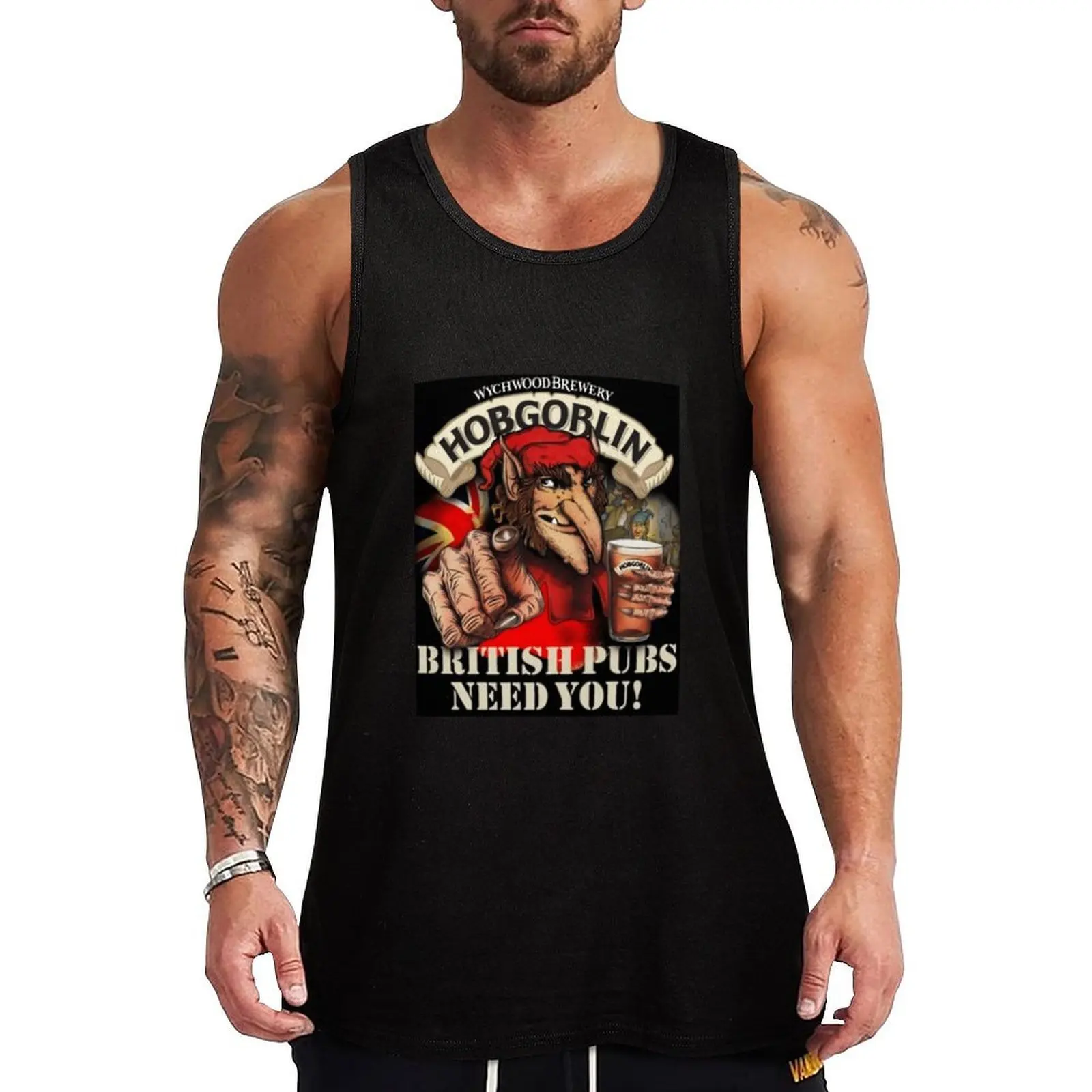Camiseta Regata Hobgoblin da Wychwood Brewery para Trabalho ao Ar Livre, Resistente e Durável, Sem Mangas