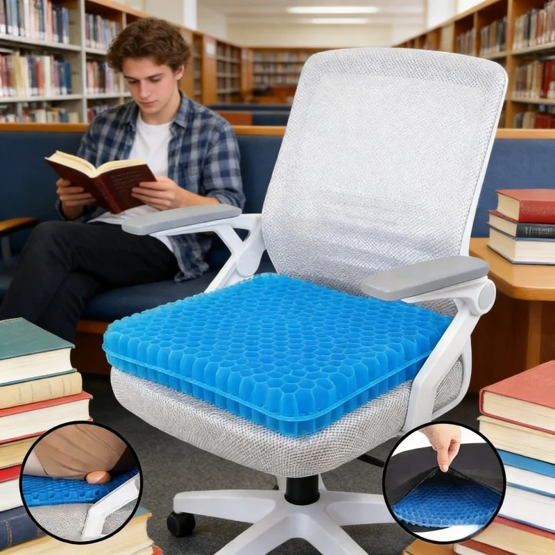 1/2 Stück Gel-Sitzkissen, atmungsaktiv, Wabenstruktur, Druckentlastung für Rücken- und Steißbeinschmerzen, geeignet für Zuhause, Büro, Auto, Rollstuhl