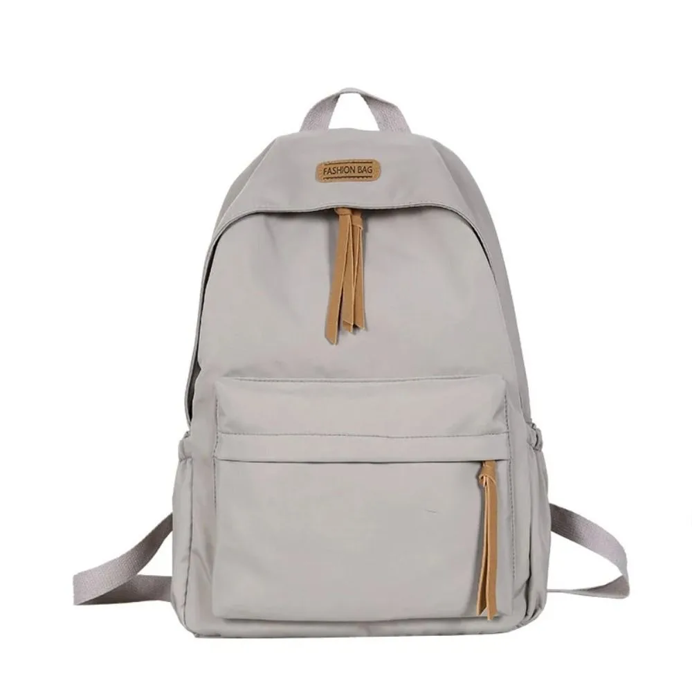 Large-capacity School Backpack Korean Version Zipper College Student Schoolbag Solid Color Simple Style Shopping Rucksacks