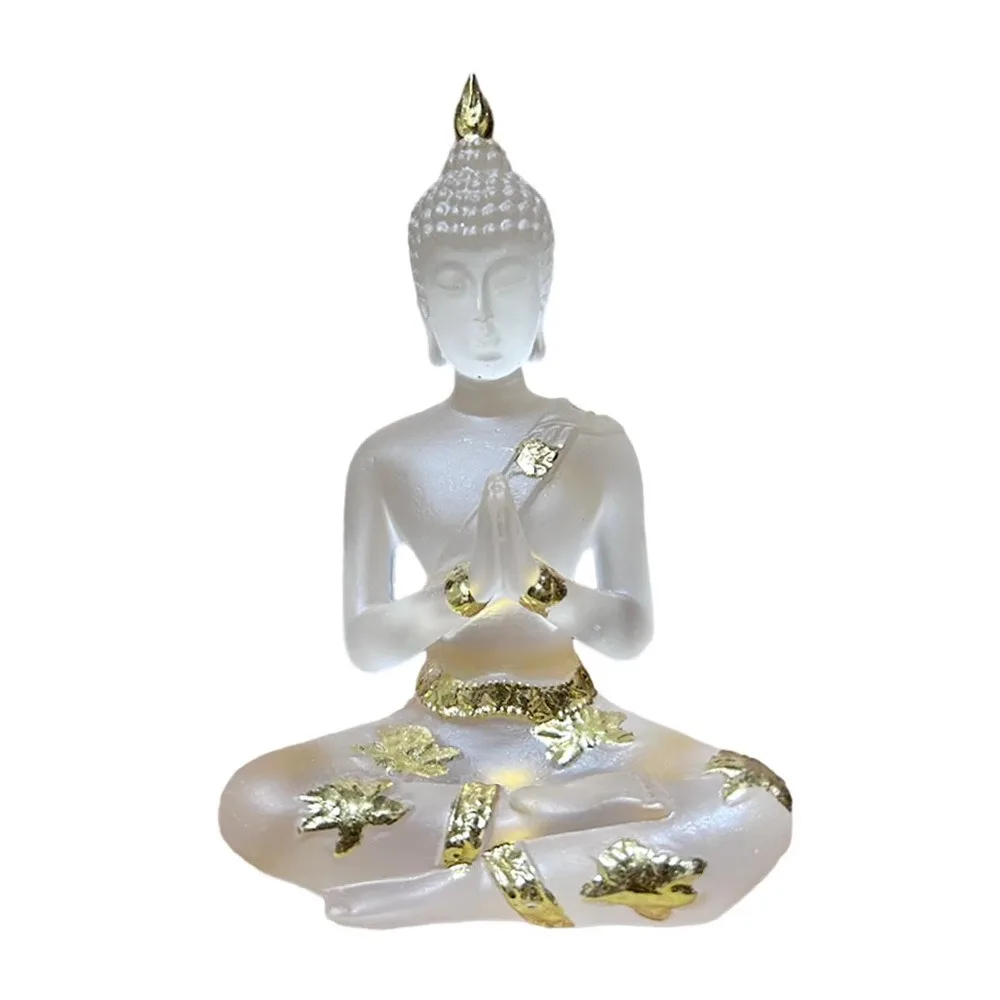 

Imitation Resin Buddha Figurines Handmade Lifelike Sitting Buddha Statue Antique Sculpture Zen Gesture Mini Buddhism Ornament