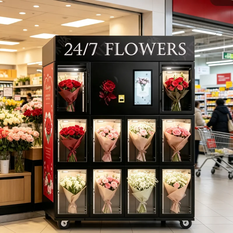 Flower Vending Machine Customize Airport Touchscreen Multiple Payment Options Cloud Integration Automatic Stock Airport Terminal