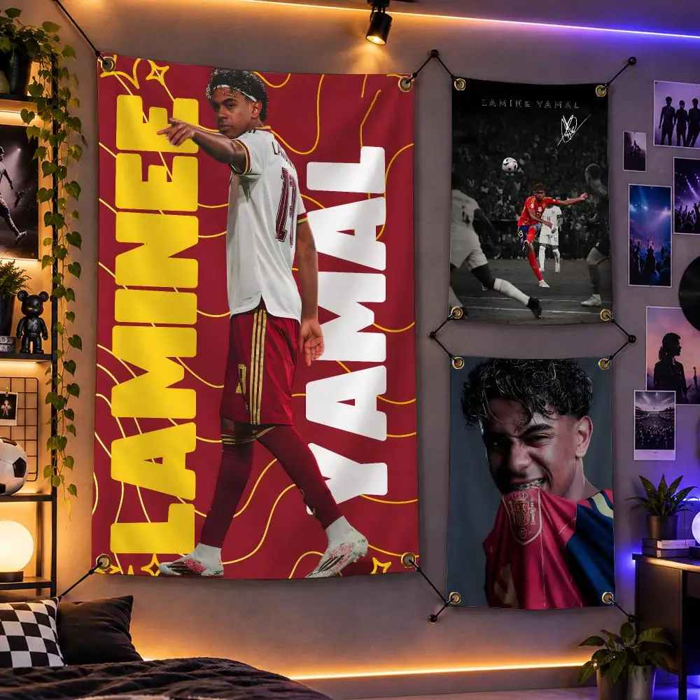 Football Lamine Yamal Young Star Spain Flags Personalized Flag Room Dorm Camping Picnic Garage Bar Indoor Outdoor Wall Decor