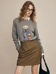 Pull en cachemire Ralph Bear pour femme, pull en tricot, col rond, décontracté, printemps, nouveau, 2024