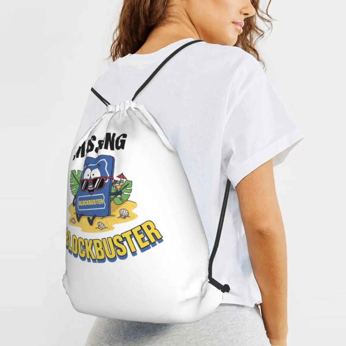 

Missing Blockbuster Backpacks Casual Drawstring Bags Sports Bag Book Bags for Travel School