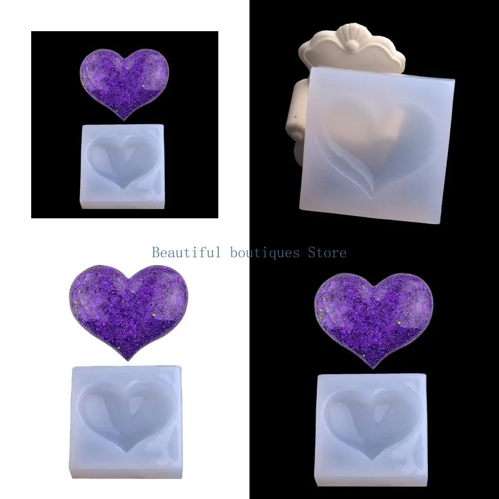 U4LF Resin Jewelry Mold 3D Love Heart Shaped Silicone Mould Cake Chocolate Molds UV Epoxy Casting Molds for Jewelry Making