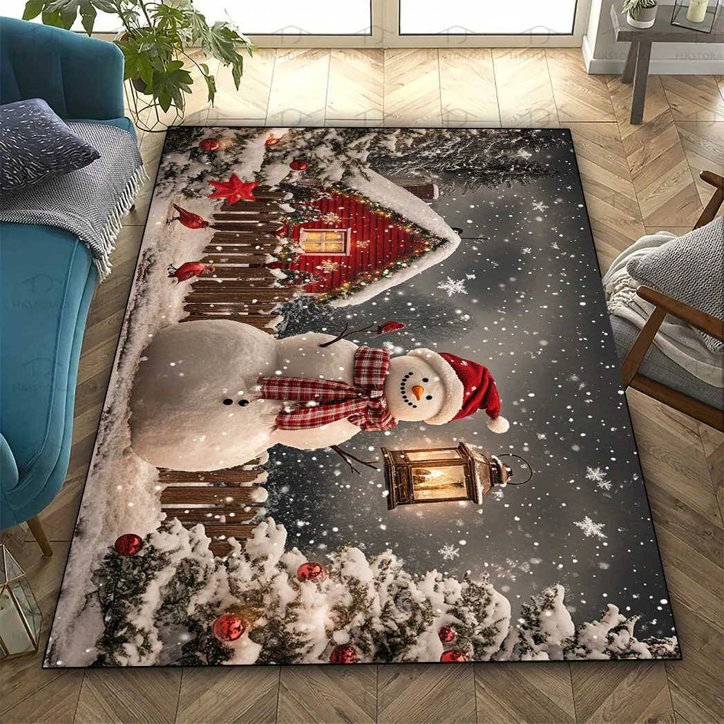 

Коврик с рисунком снеговика, рождественский декор, для гостиной/спальни/патио/кухни, домашний и уличный декор