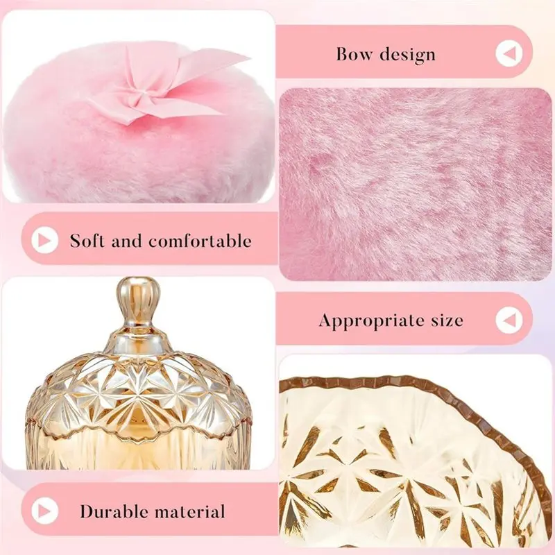 ABIT Velour Face Body Glitter Powder Puff Large Body Powder Puff And Washable Reusable Crystal Container Wet Dry Makeup(Amber)