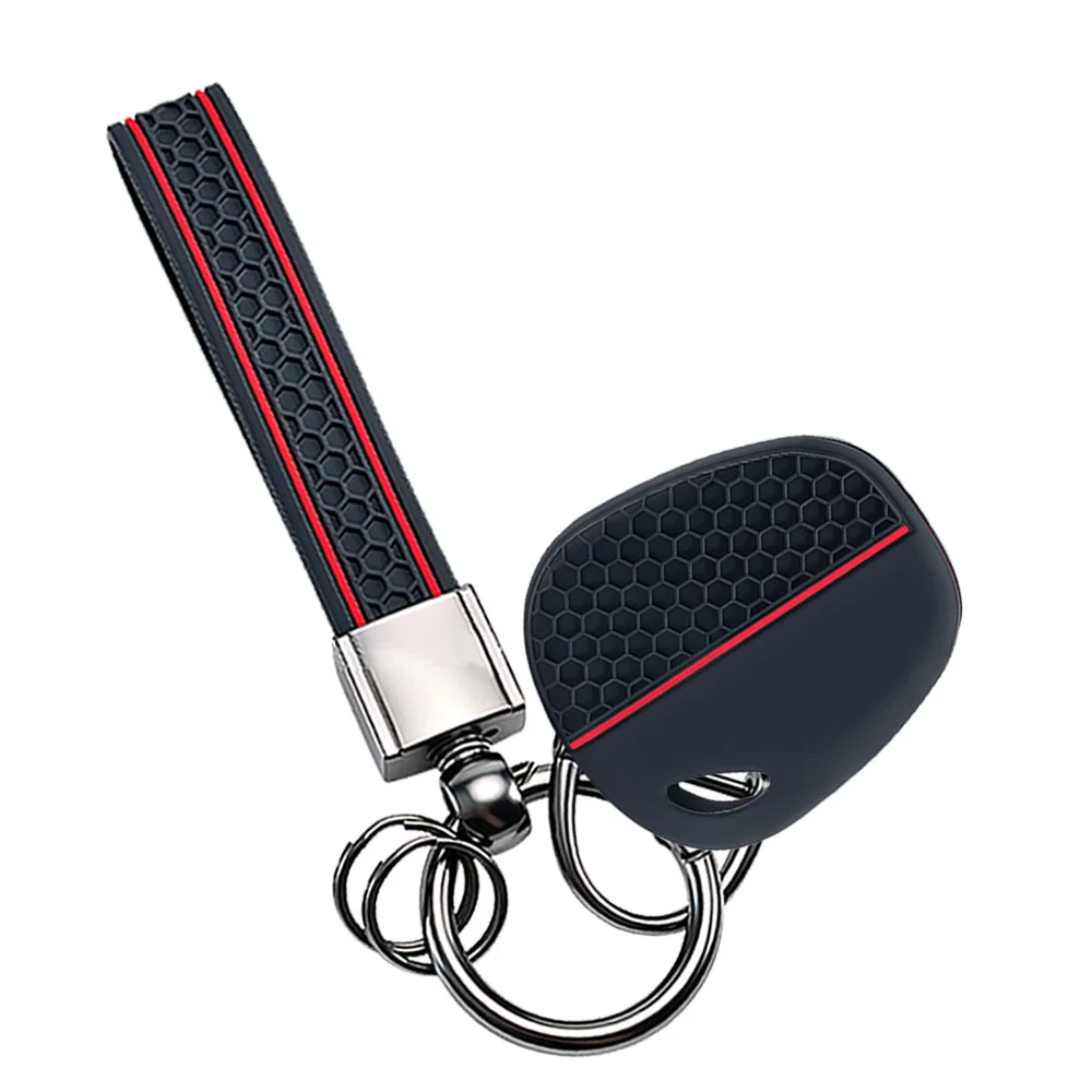 Keychain Silicone Rubber Car Key Cover Case Set For Lada Vesta Granta Priora Kalina 3 Button Remote Bey Holder
