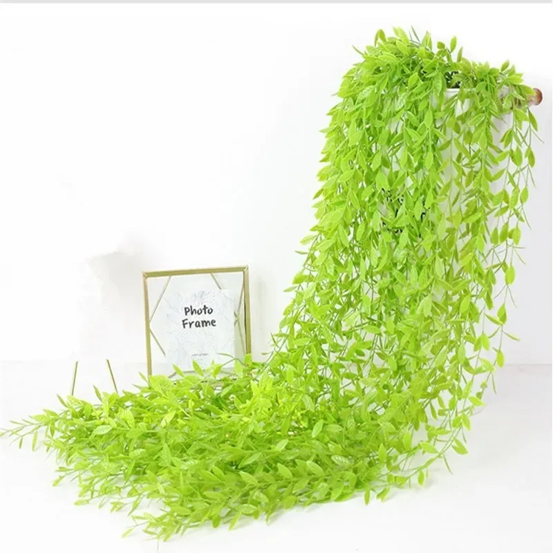 Simulation Plant Willow Leaf Vine Wedding Decoration Wall Hanging Plastic Green Leaf Vine Hanging Christmas Decoration