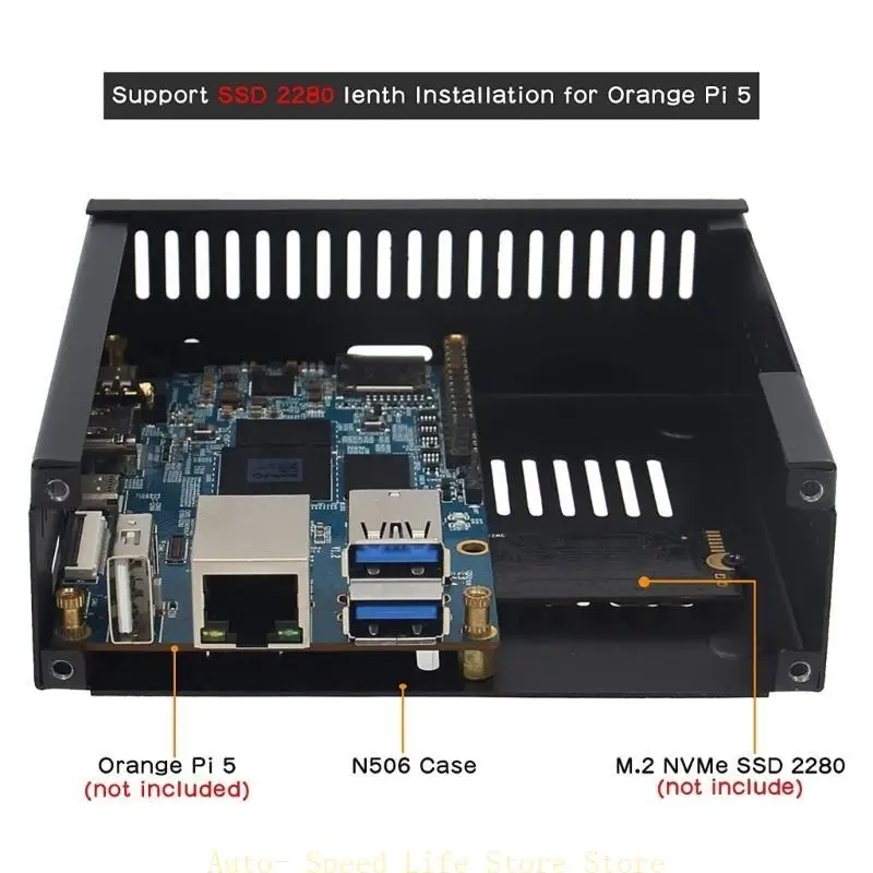 

02DA N506 Metal Enclosure with Heatsink Fan for Orange 5/5B for M2 NVMe SSD 2280