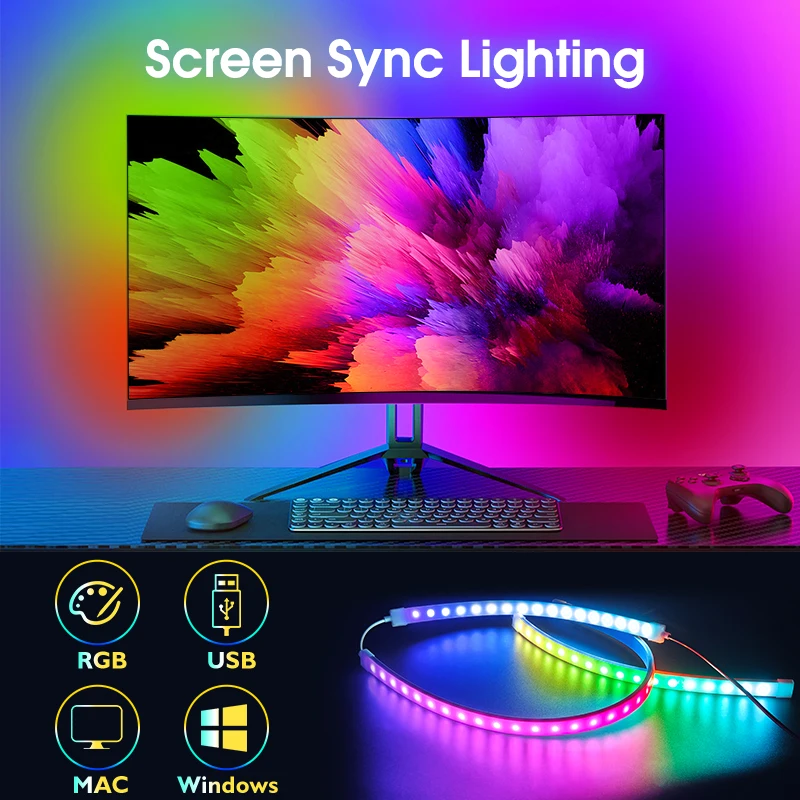 RGB Ambient PC podświetlenie ekran monitora do synchronizacji kolorów inteligentny pasek kontrolny na ekranie pulpitu lampa taśmowa do gry