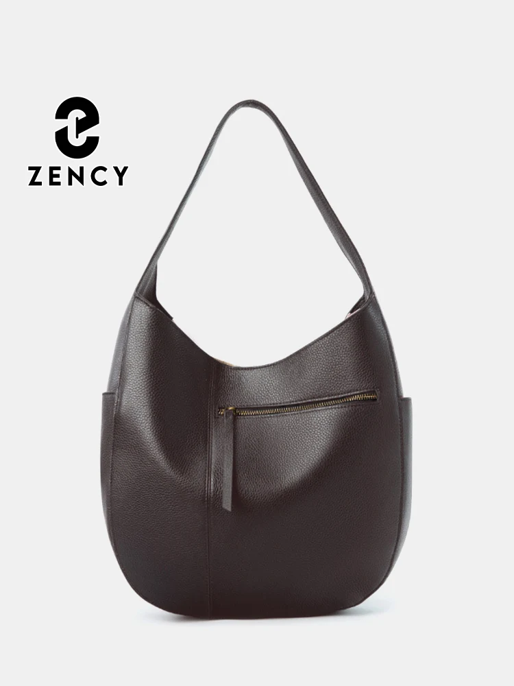 Zency Women's Genuine Leather Top Quality Large Hobo Bag Shoulder Commuters Handbag Designer Bag European n American Style Totes