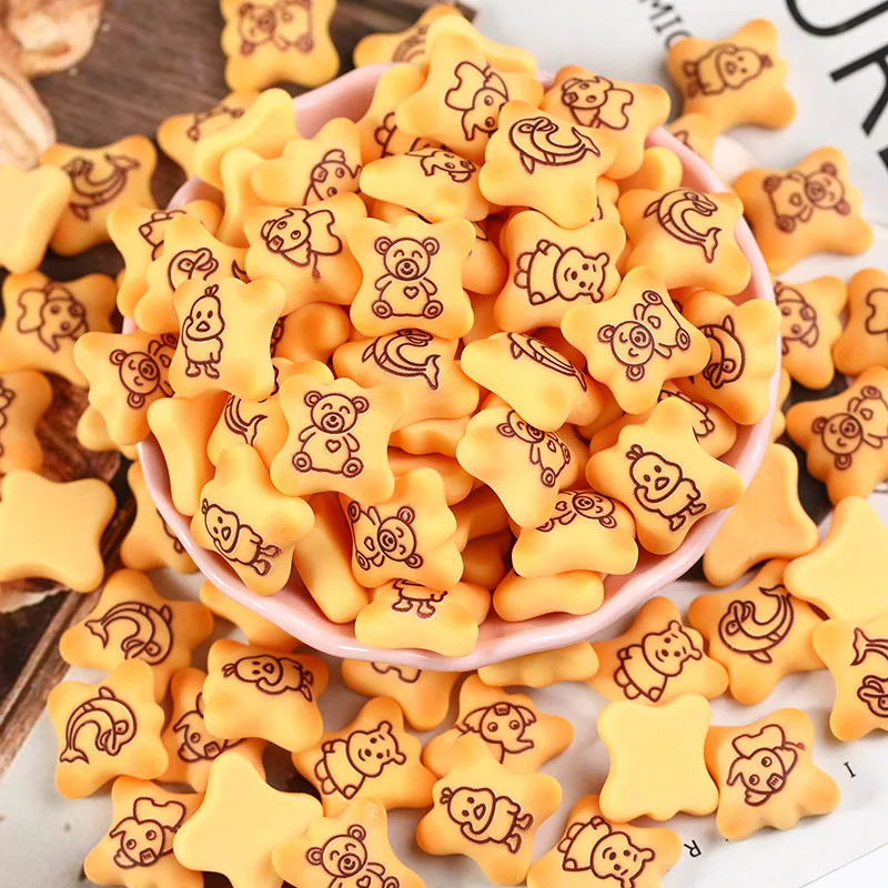 20pcs/Lot Mini Resin Bear Cookies Flatback Cabochon Miniature Pattern Applique Ornament Craft DIY Scrapbook Earring Accessories