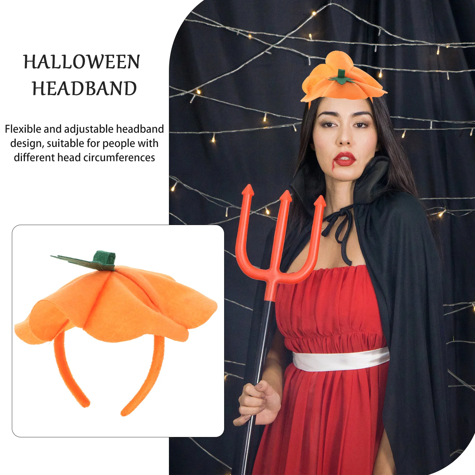 

Halloween Pumpkin Headband Comfortable Cloth Pumpkin Hat Party Hair Band Cosplay Costume Accessory for Women Halloween Headband