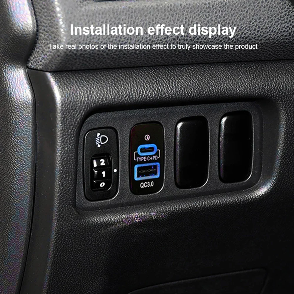 1pc Quick Car Charger TYPE-C PD USB Interface Socket 12V/24V Use For Mitsubishi Outlander LancerEX Pajero Sport ASX V73 V93 V97
