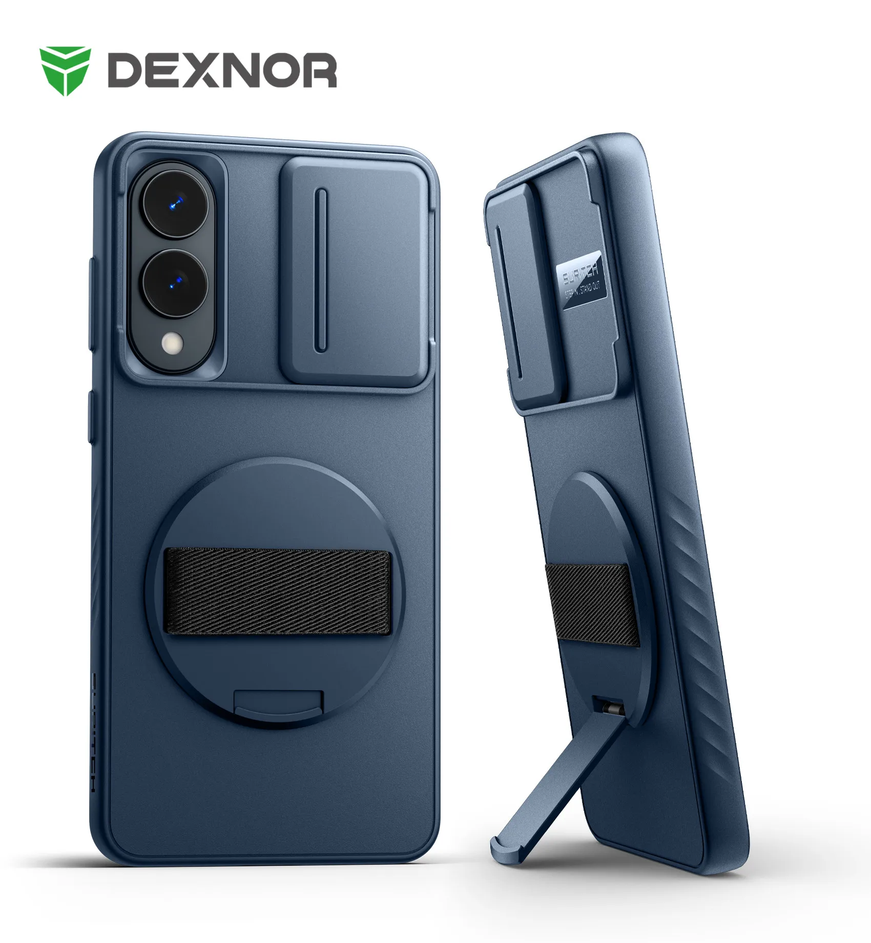 SURITCH for Samsung Galaxy S25 Edge Case [No Magnet Ring][360° Rotatable Phone Grip][Invisible Kickstand][Slide Camera Cover]