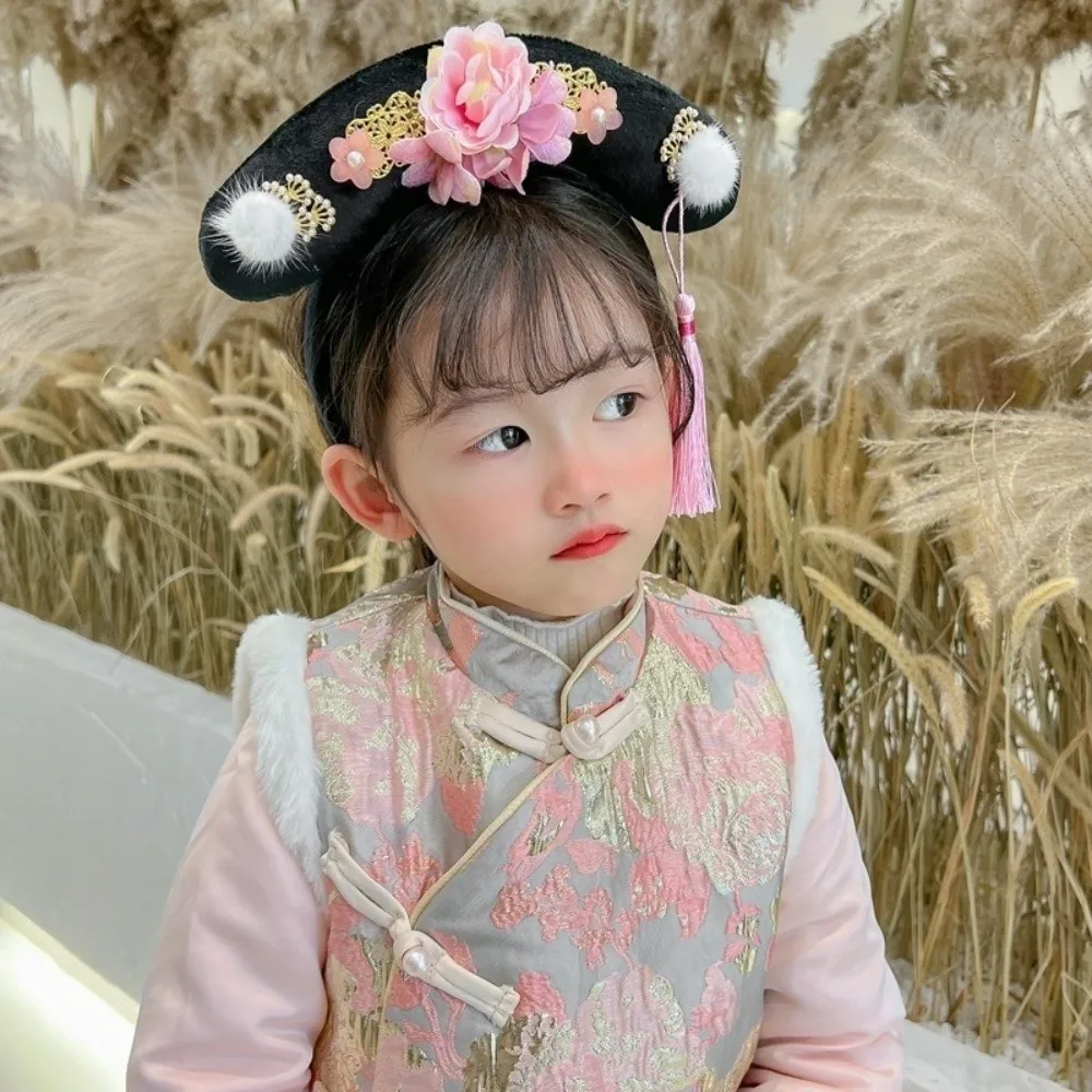 

Classical Flower Hanfu Headband Bow Pearl Chinese Style Headwear Tassel Crown Ancient Style Hair Hoop Women