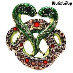 Wuli&baby Vintage Snakes Brooches For Women Men 3-color Enamel Lover Snake Animal Party Casual Brooch Pins Gifts