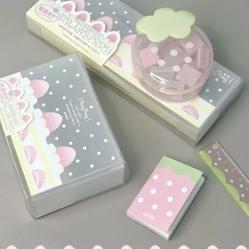 New 1Pcs Dreamy Cherry Pink Transparent Frosted Storage Box Cards Film Hairpin Cosmetics Organizer