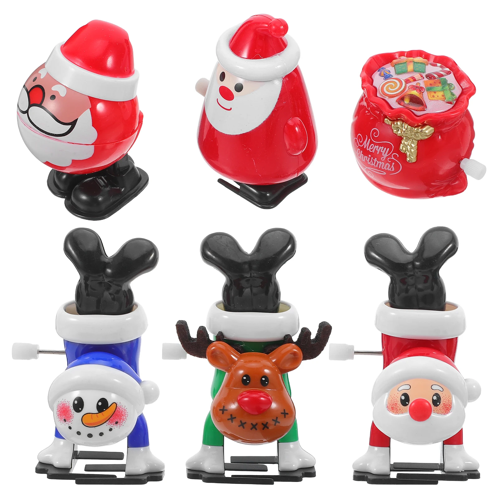 

1Set Christmas Windup Clockwork Stocking Stuffers Santa Reindeer Snowman Holiday Party Favors Fun Interactive Gifts