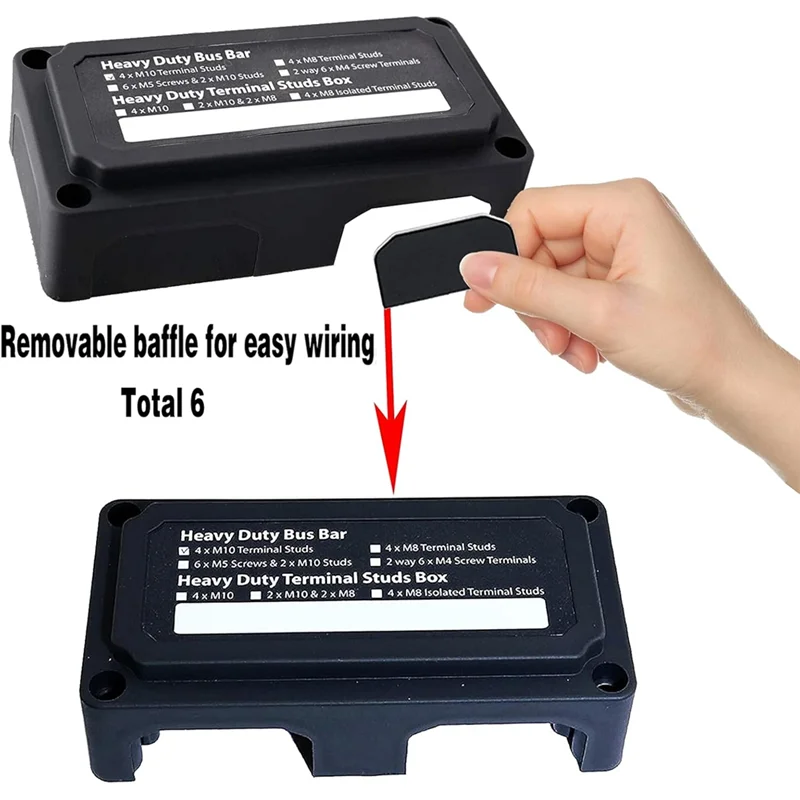 Durable-300A Bus Bar Heavy Duty Module Design Power Distribution Block Waterproof Bus Bar Box With 4X M10 3/8Inch Terminal Studs
