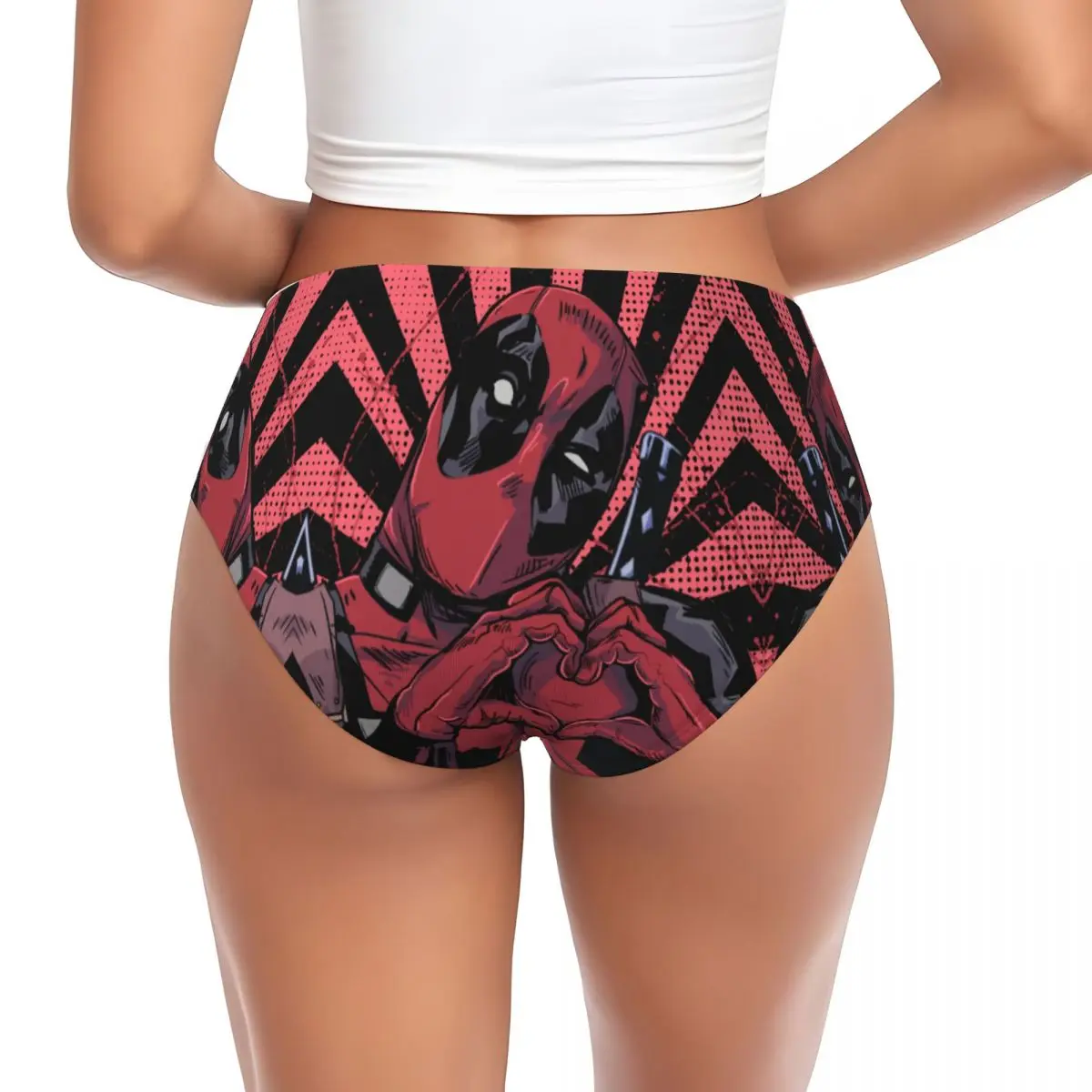 Custom Deadpool Hand Heart Brief Panties Womens Comfort Underwear