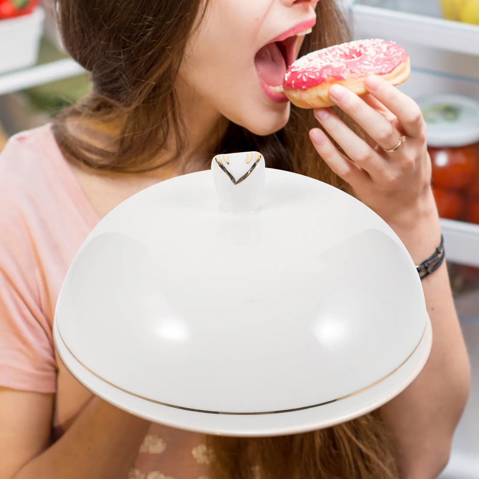 

Керамическая тарелка с крышкой для домашнего использования, многофункциональный поднос для подачи торта, фруктов, орехов, украшений, премиальная тарелка для еды