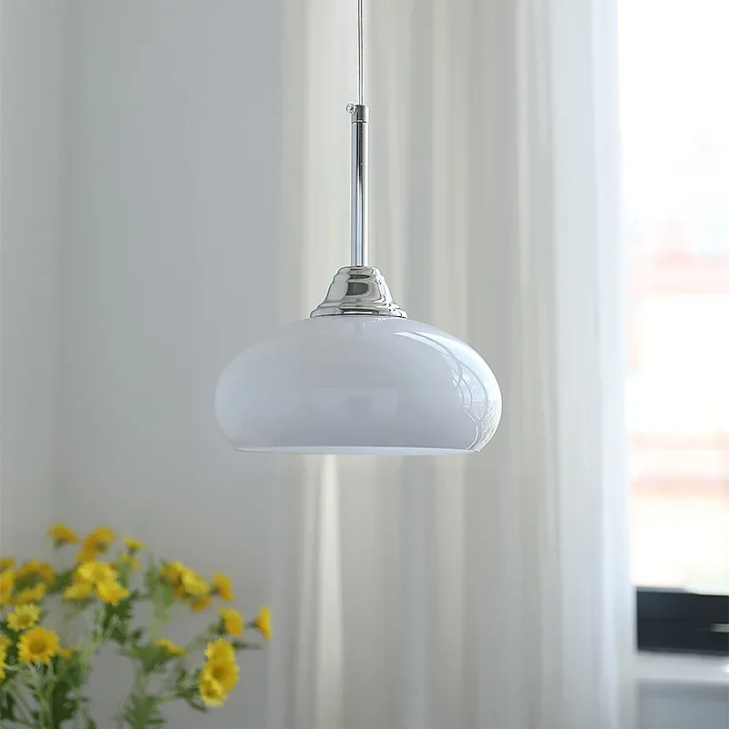 Nordic LED Pendant Light Cream Glass Metal Head Lamp Bar Dining Living Study Room Cafe Bedroom Indoor Home Decorative Luminaires