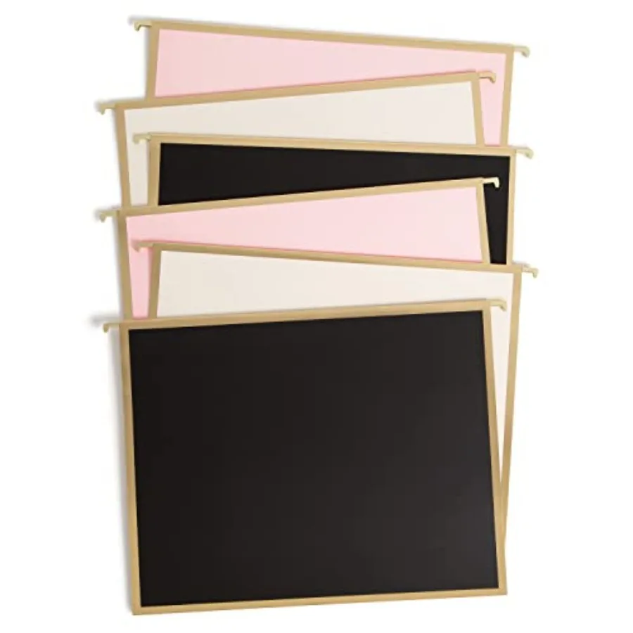 

Hnaging File Folders, Office Supplies, Letter Size, Black, White and Pink with Gold, 6 Count