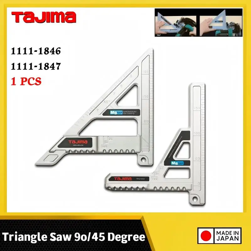 TAJIMA 1111-1846/1111-1847 Triangle Saw Cutting Guide - 45°/90° Precision Tool for Accurate Cuts