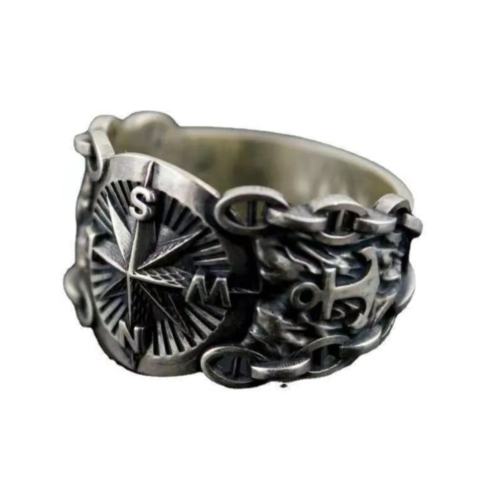 Vintage Punk Northern Pirate Viking Compass Ocean Ring Mens Womens Nordic Luxury Personalized Trend Party Niche Jewelry Gifts